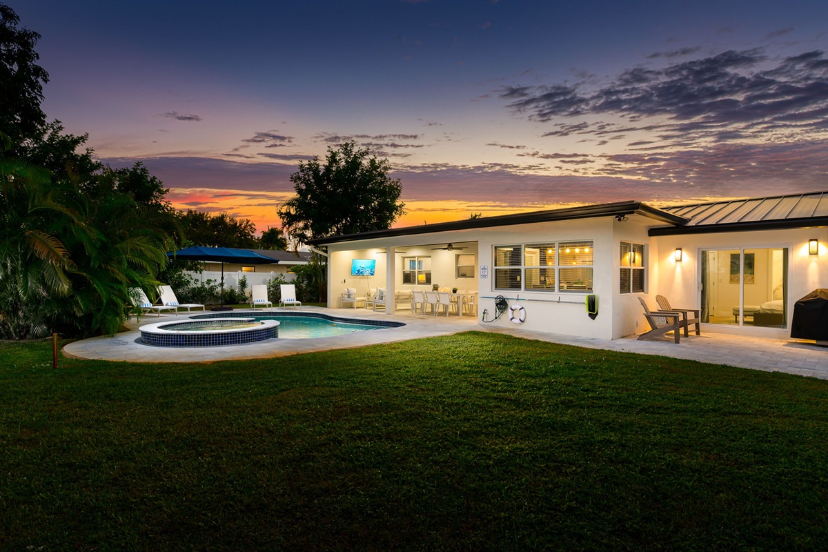 Unwind by the pool as the sun sets!