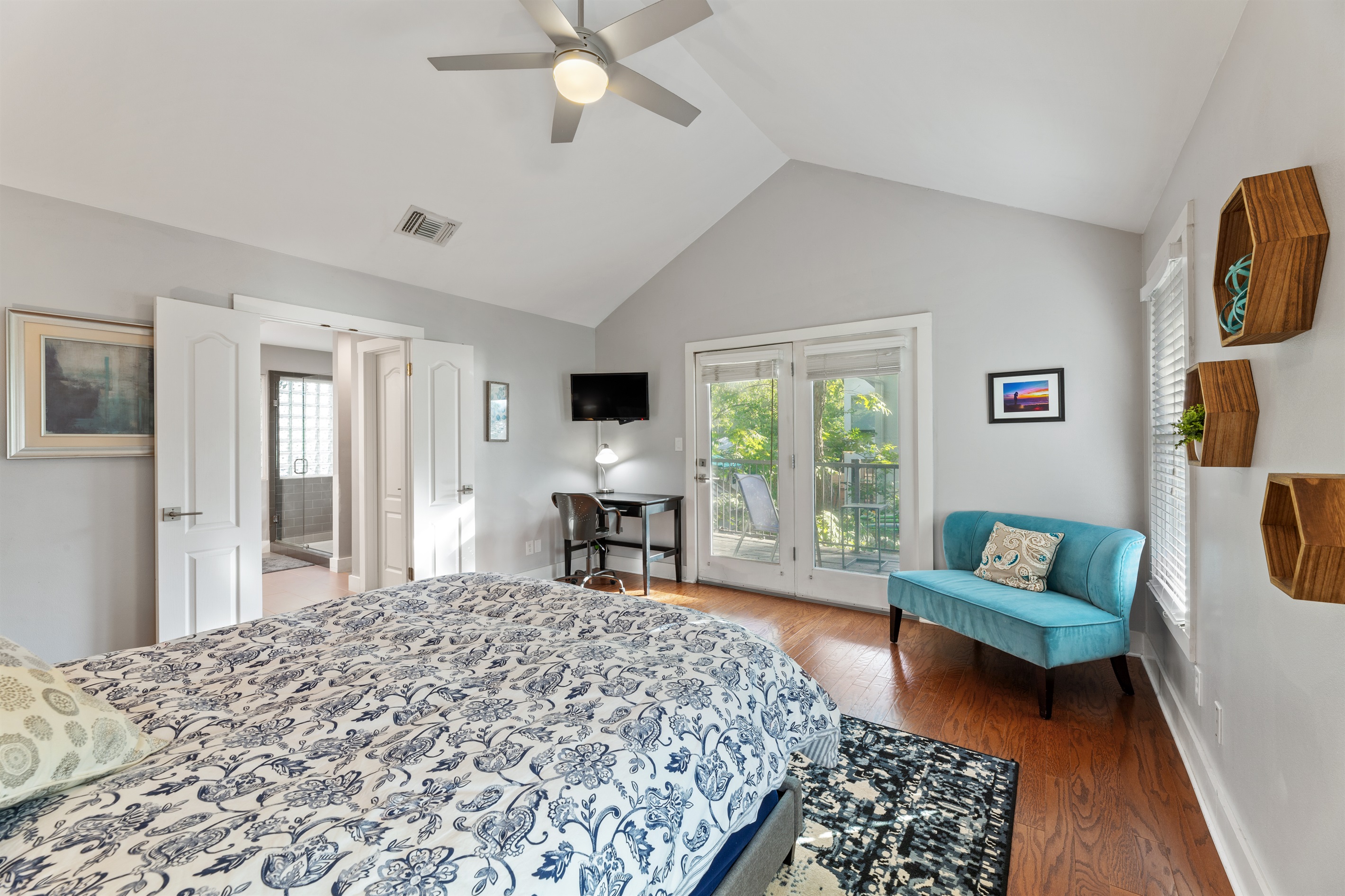 Private Bathroom right through those doors.