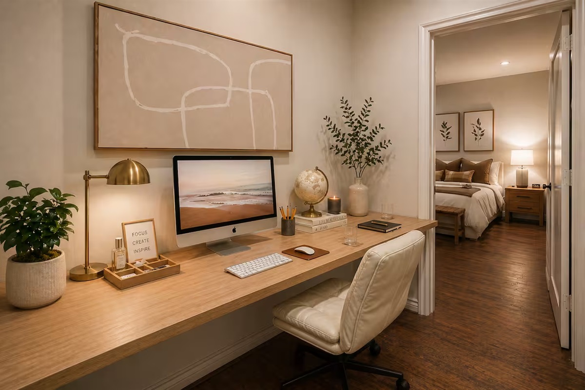 Dedicated workspace for remote work or trip planning