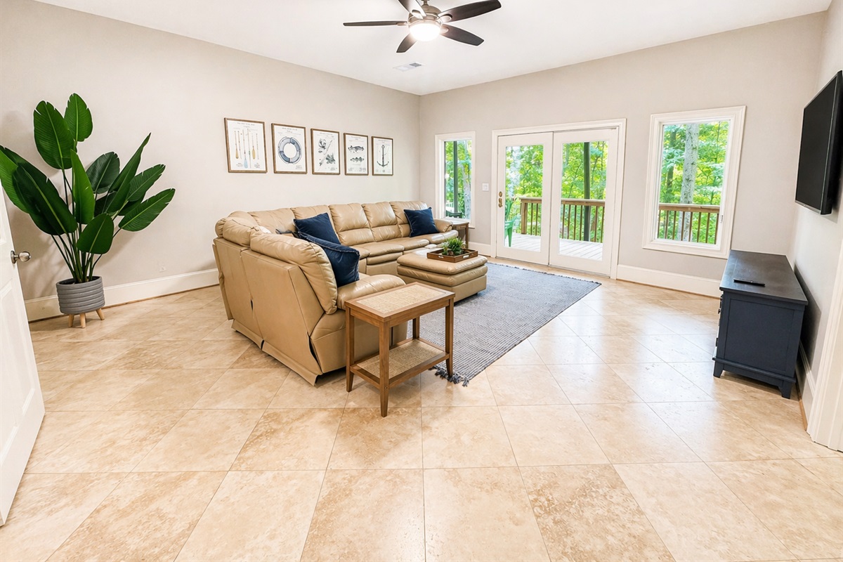 A perfect hangout space for game nights, movie nights, or relaxing with the whole group.