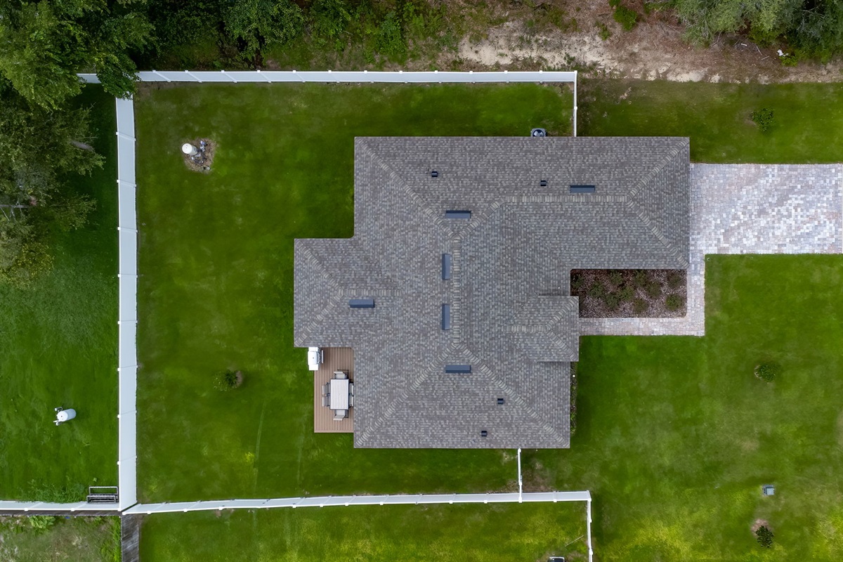 Overhead view of the Fenced yard