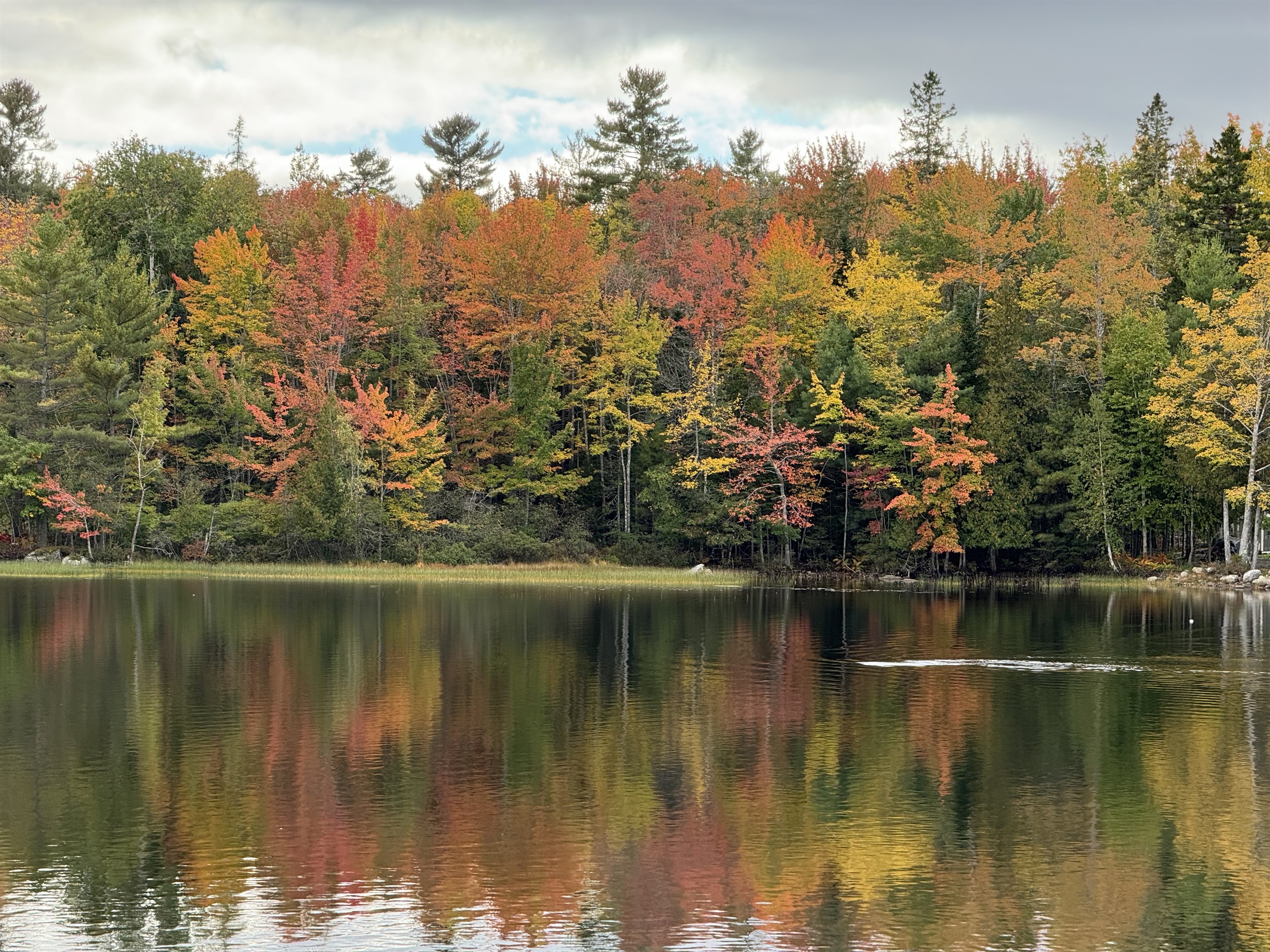 Toddy Pond, Maine in full fall foliage colors