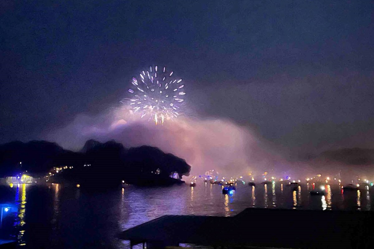Fourth of July fireworks are directly across the cove. 