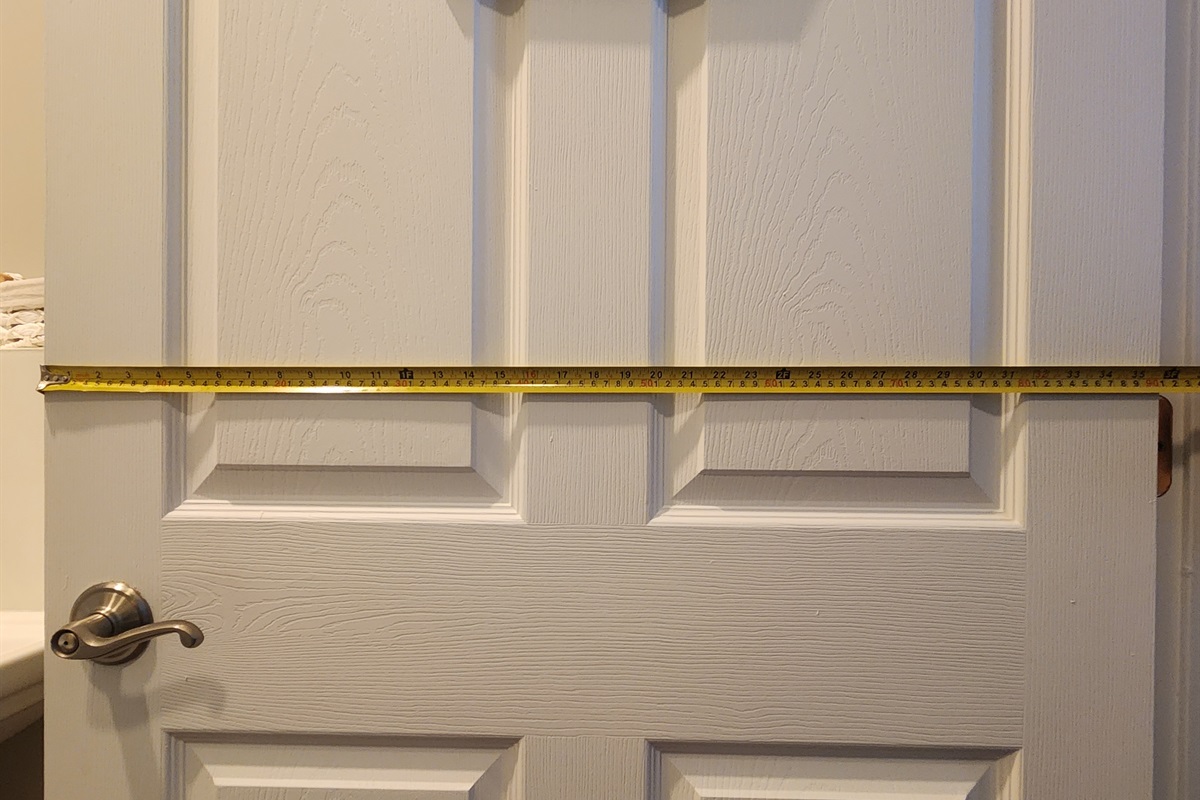 Additional angle confirming guest entrance door width measurement