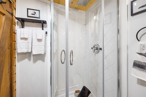 Shower with glass doors
