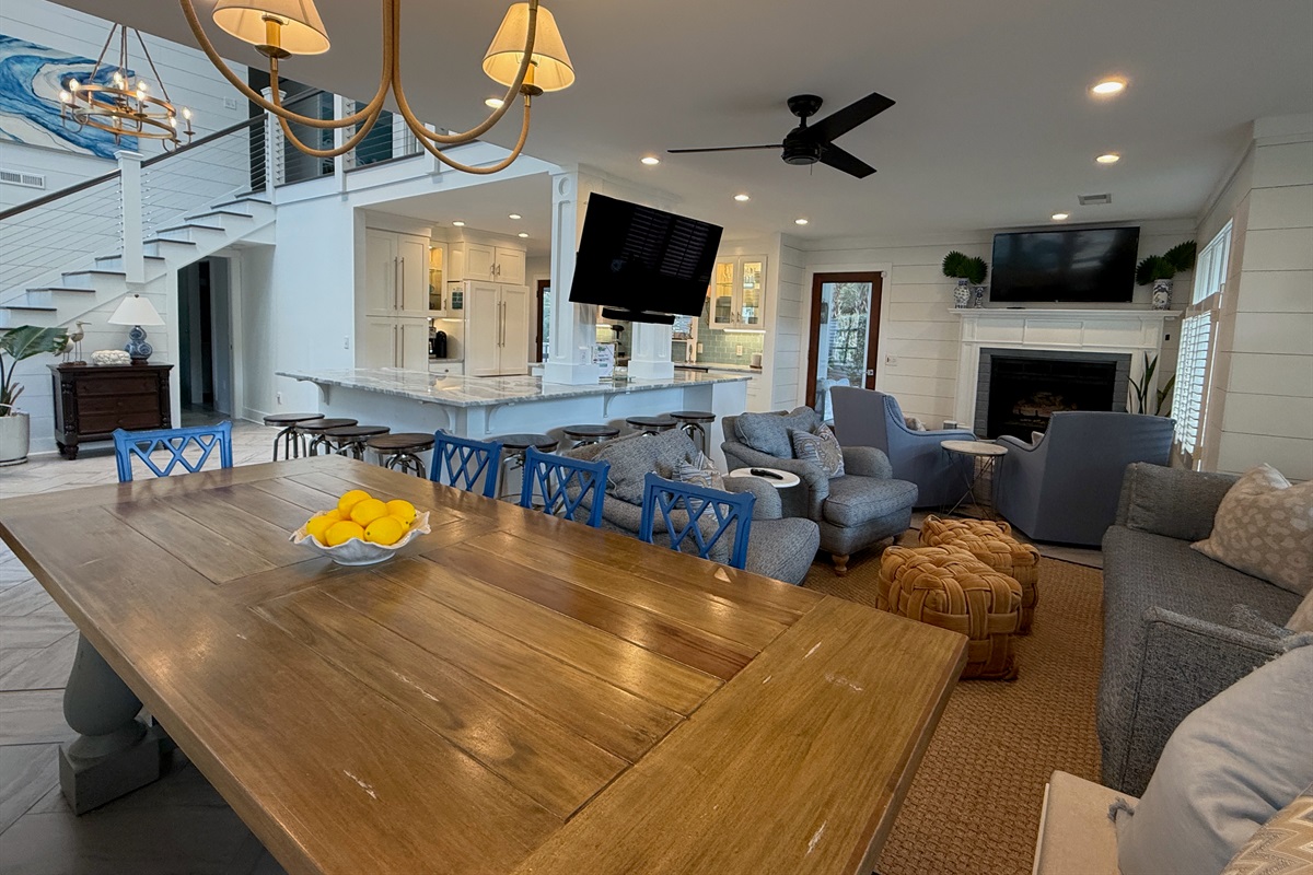 Open concept kitchen and living