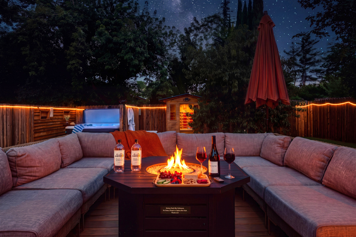 {Fire Pit Lounge} Gather around the fire with drinks, conversation and plenty of comfortable seating under the Sedona stars.
