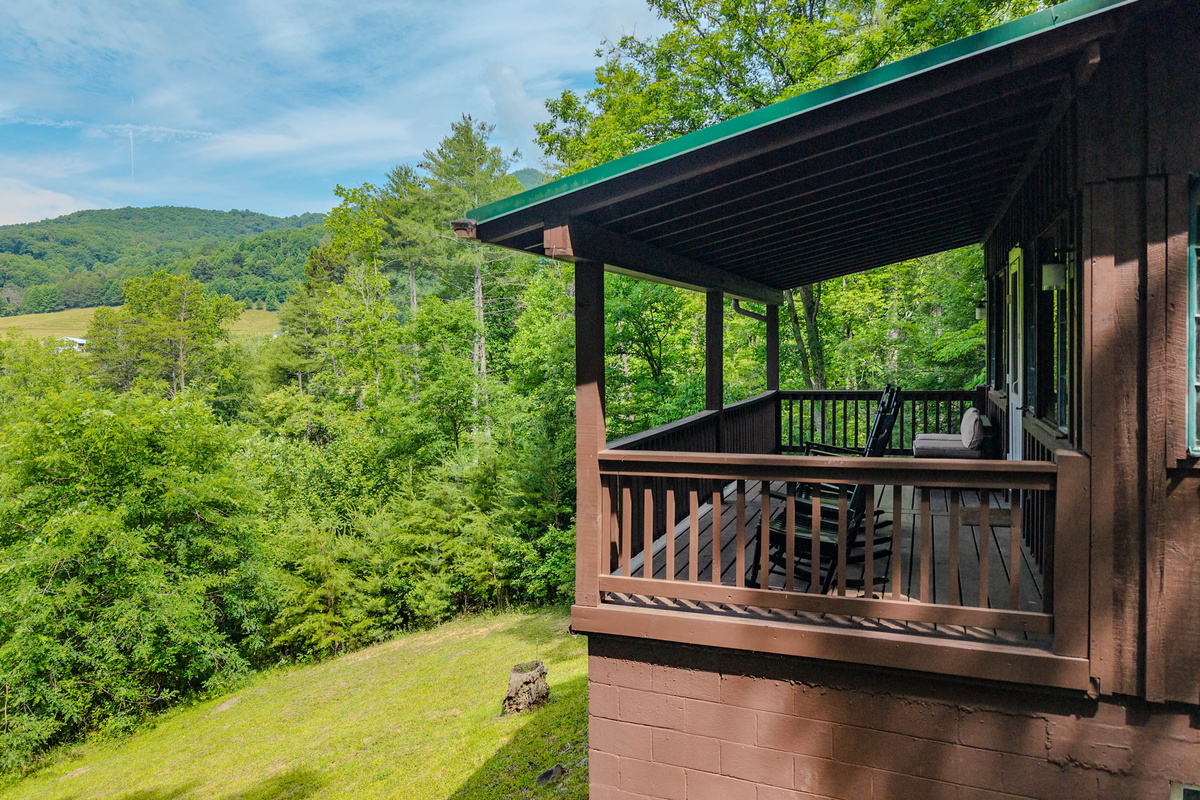 Enjoy the rocking chairs while overlooking the mountains!