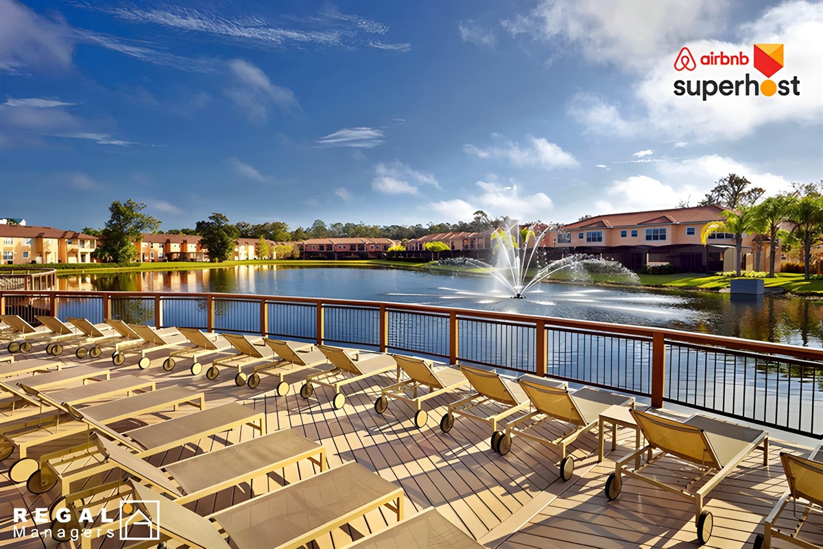 Enjoy vacation and the sunny deck overlooking the lake