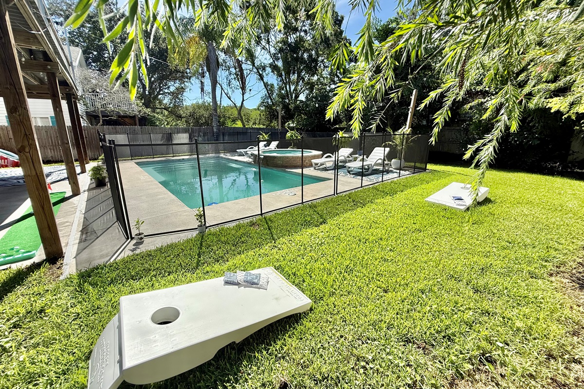Surrounded by fencing and greenery, enjoy your own secluded outdoor retreat.