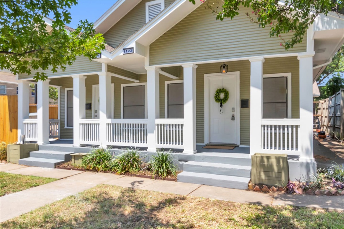 Charming exterior with covered porch