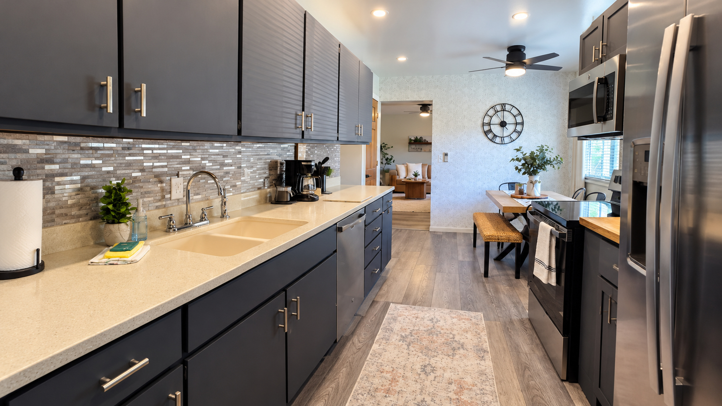 Room to cook, dine, and feel at home in our well-equipped kitchen.