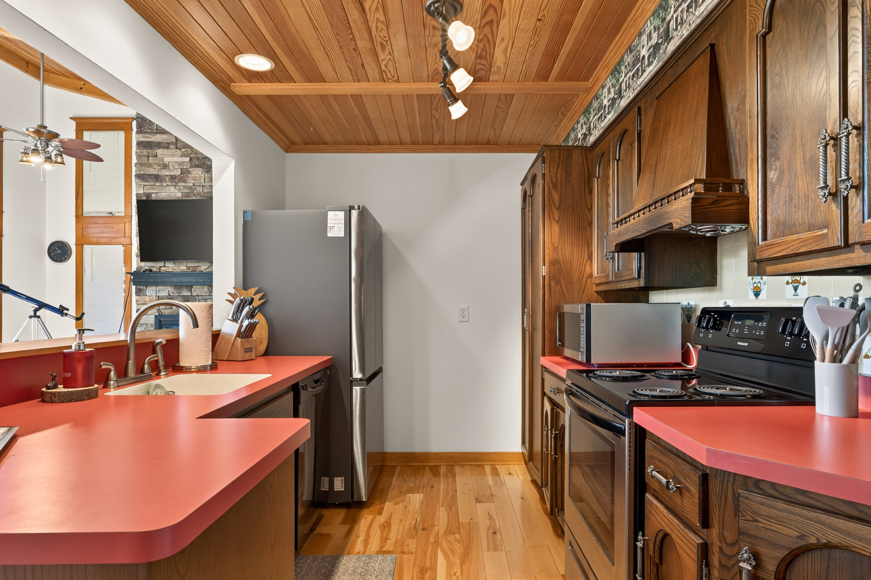 Kitchen with stainless steel appliances