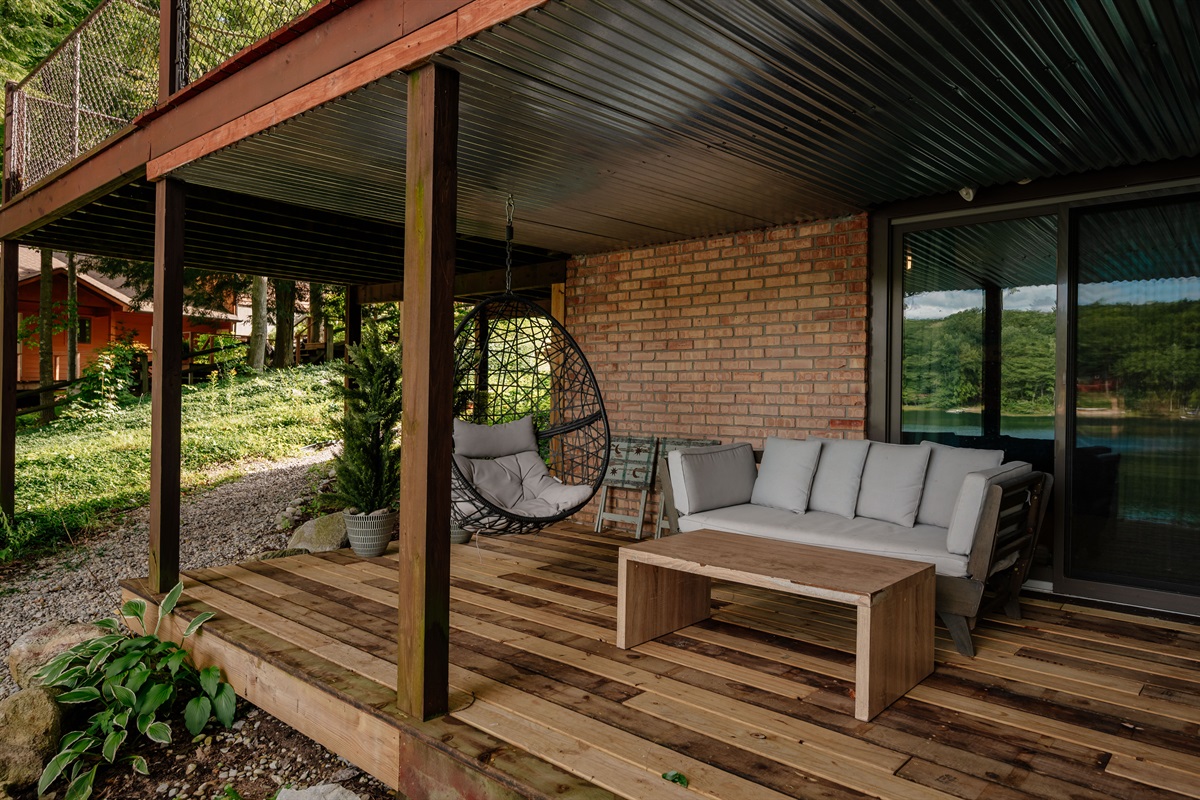 Covered patio with outdoor seating area