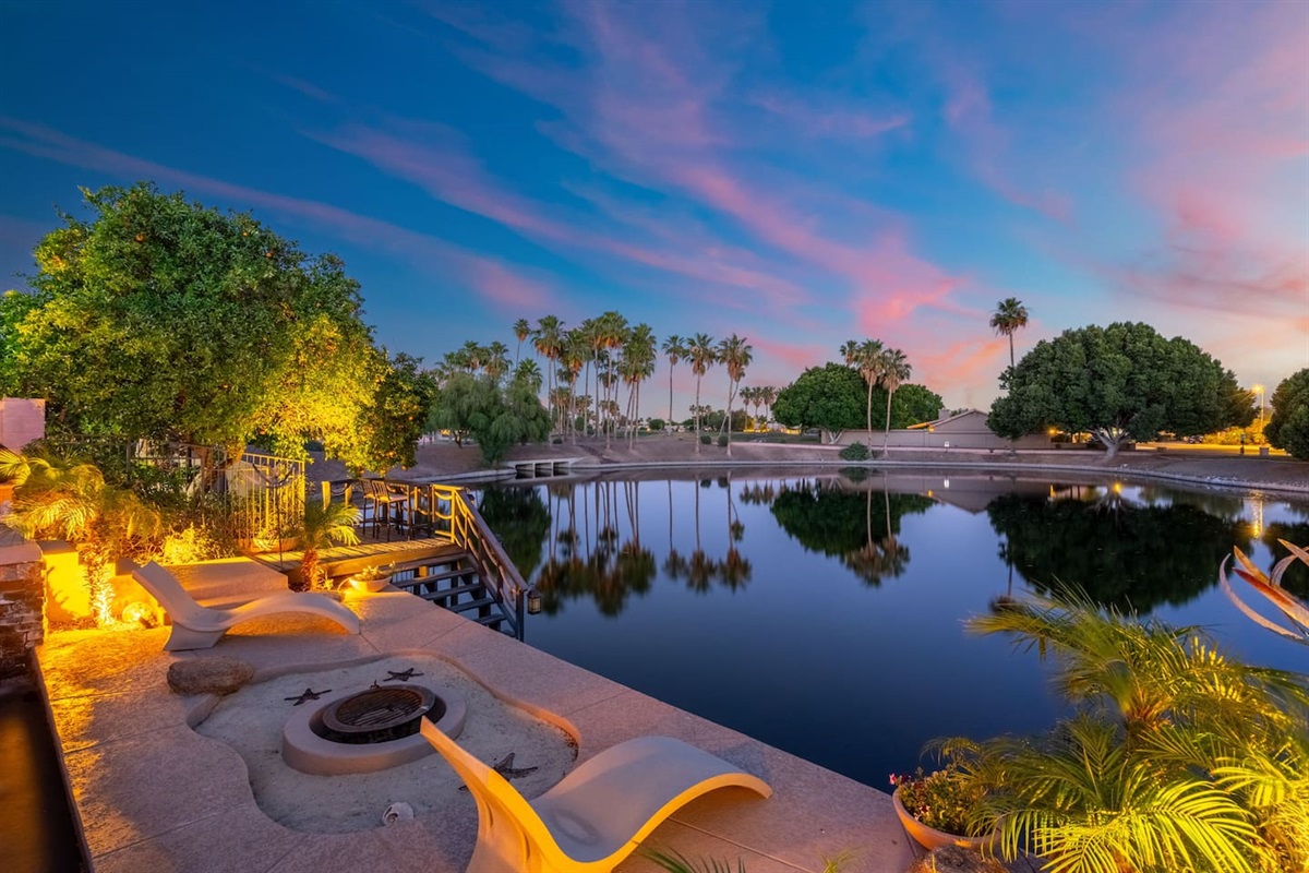 Settle into the lakeside lounge chairs as the sun sets over the water and the landscape lights come alive — this is the kind of moment you'll be talking about long after you leave.