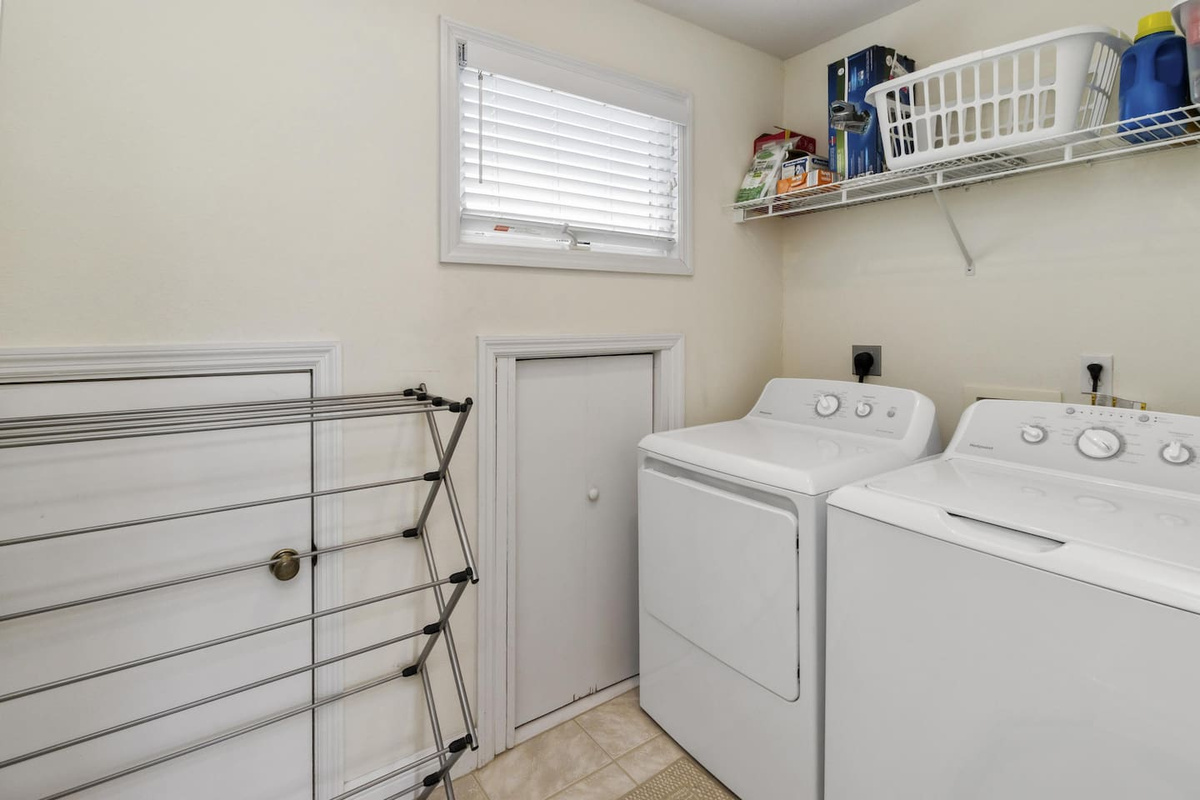 Load up the full-size washer and dryer &mdash; no hauling laundry bags home from vacation this time.