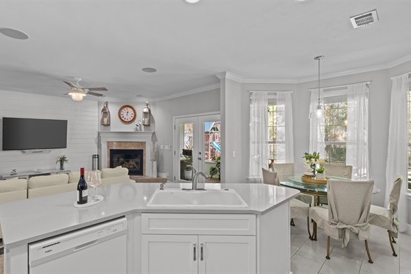 Bright, open kitchen flows right into the living and dining- so everyone stays part of the fun.