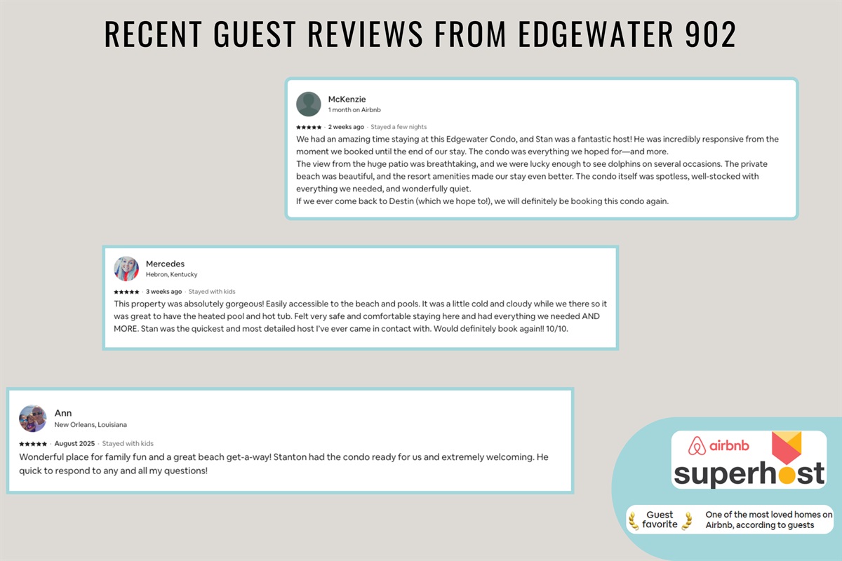 Recent reviews from happy guests show that you are in good hands!