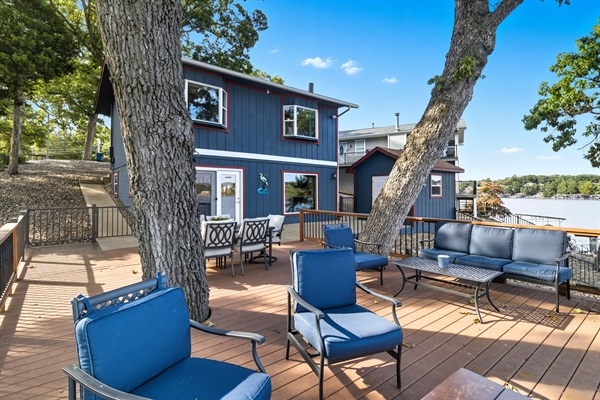 Patio with shade trees