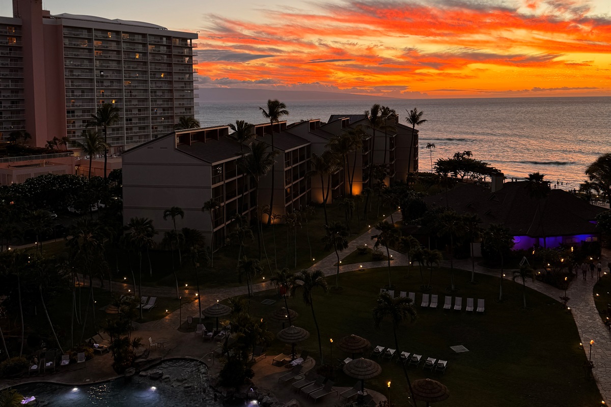 Enjoy stunning sunsets over the ocean right from your private lanai.