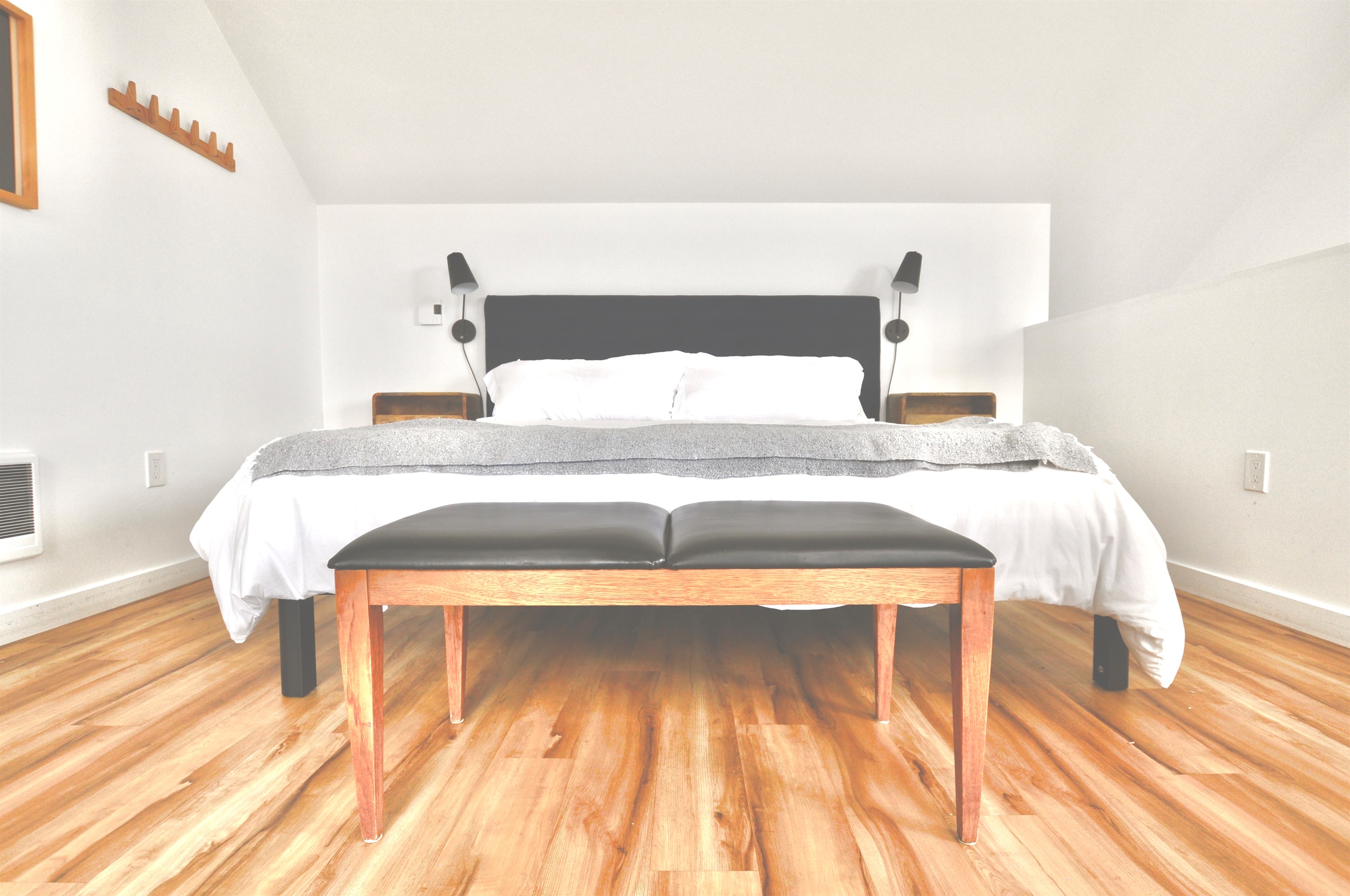 King bed with quality linens and plenty of room.