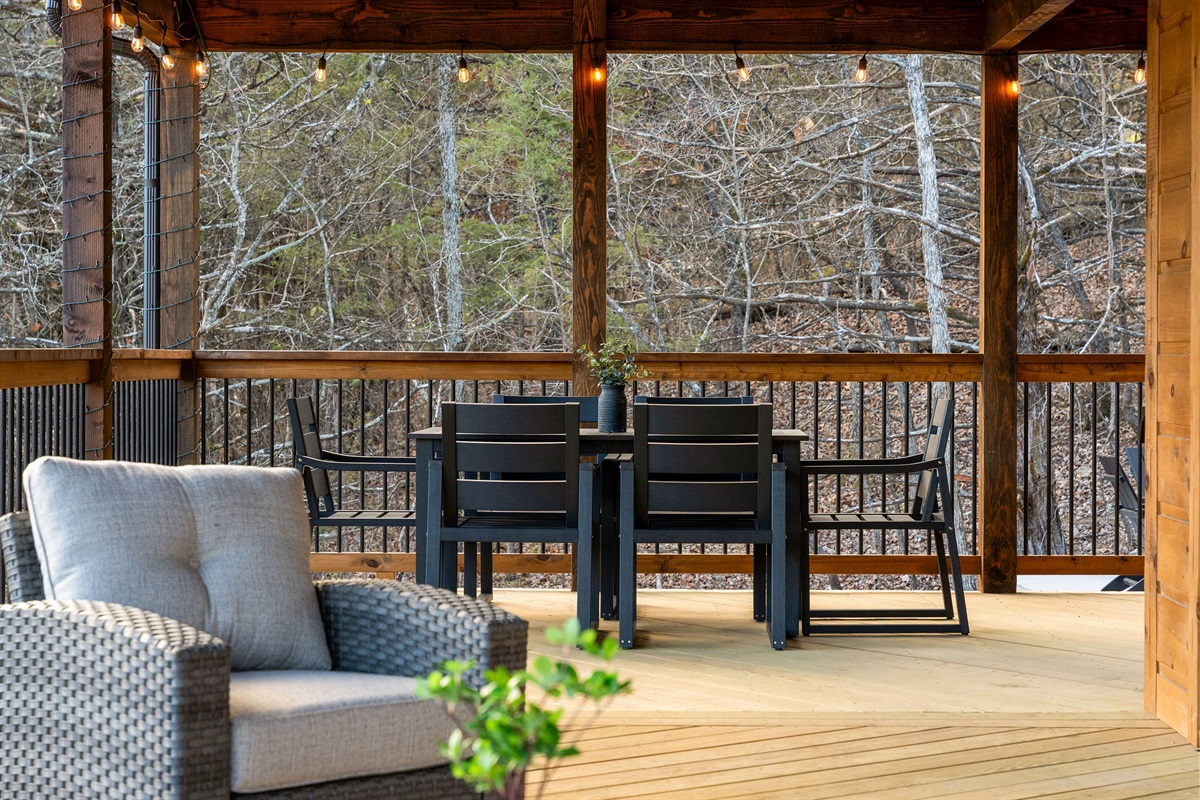 Outdoor dining area set up for easy, relaxed meals.