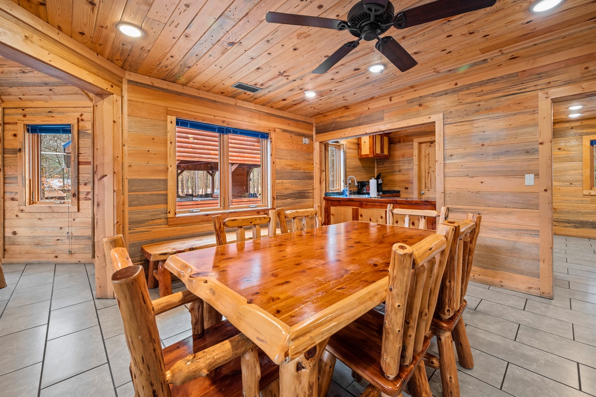 From this angle, it’s easy to see how comfortably the dining space accommodates large groups coming together.