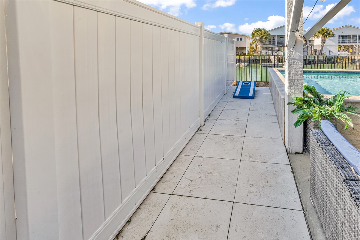 Corn Hole game, for fun by the pool!