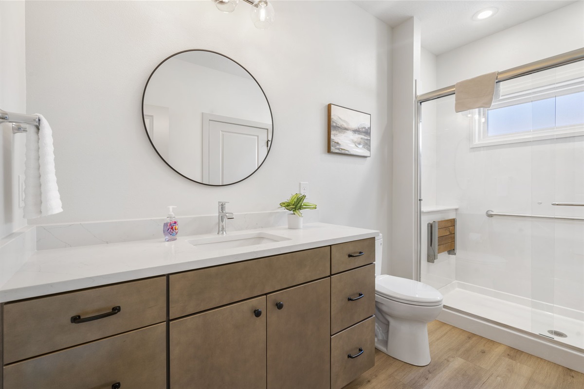 Handicap accessible bathroom on main level