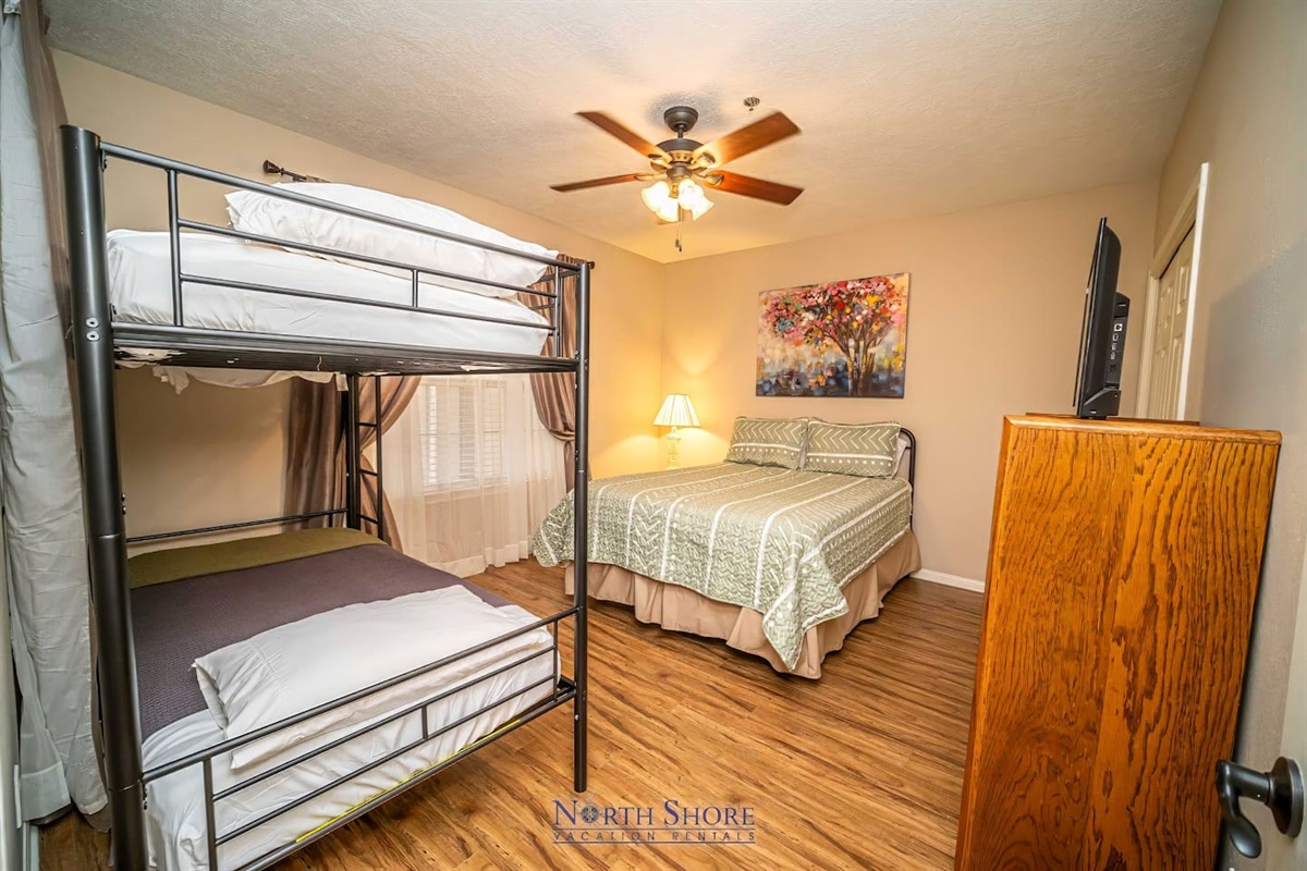 Guest Bedroom with Queen Bed & Twin Bunk Beds