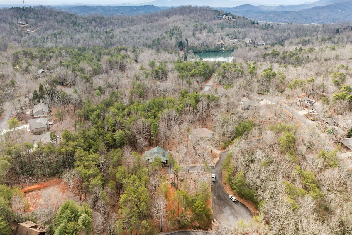 Upper drone view of the cabin