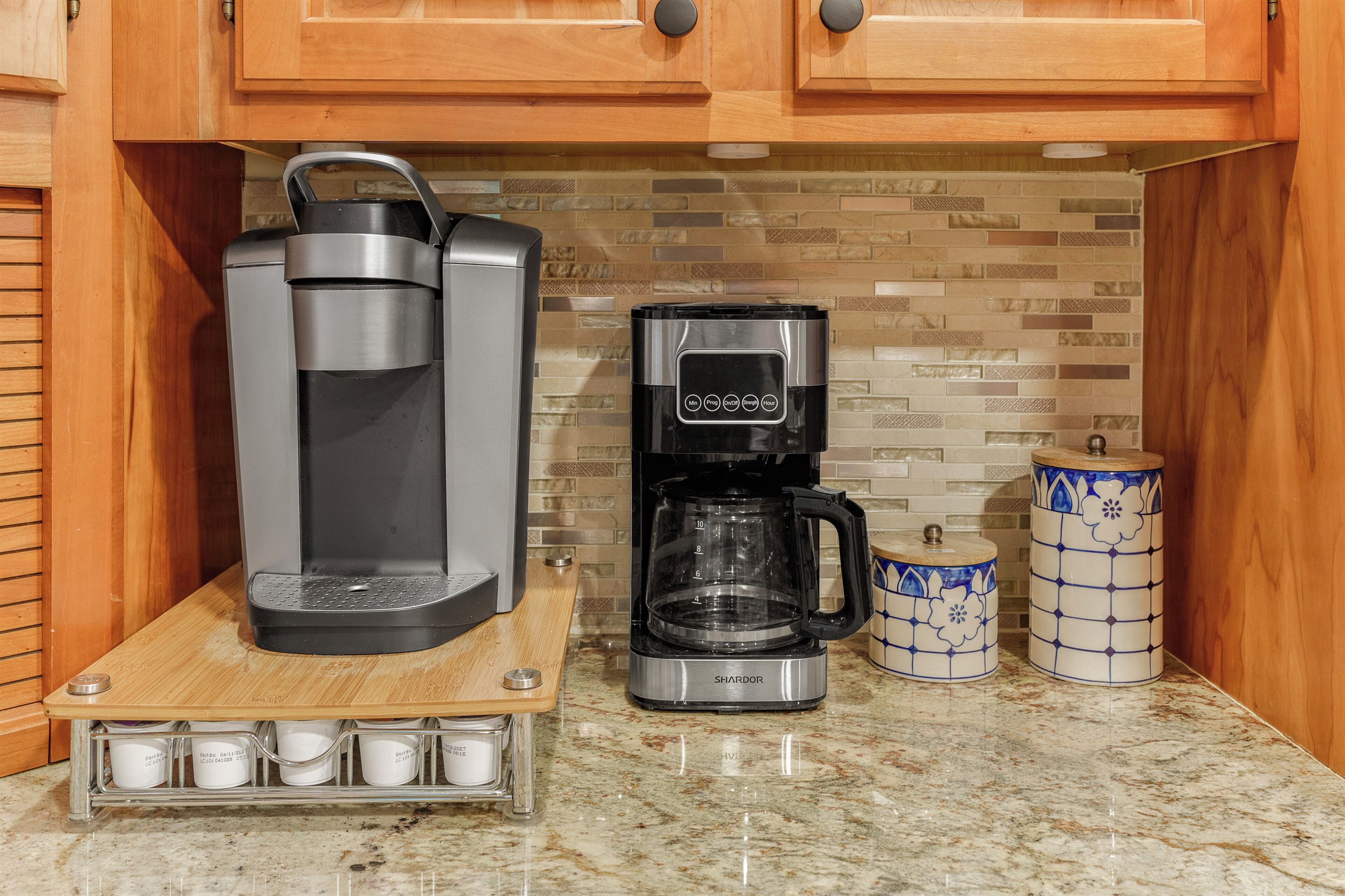 Fully stocked coffee bar provided
