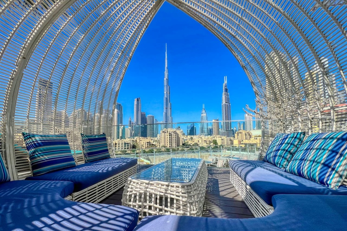 Relax area with full Burj Khalifa view
