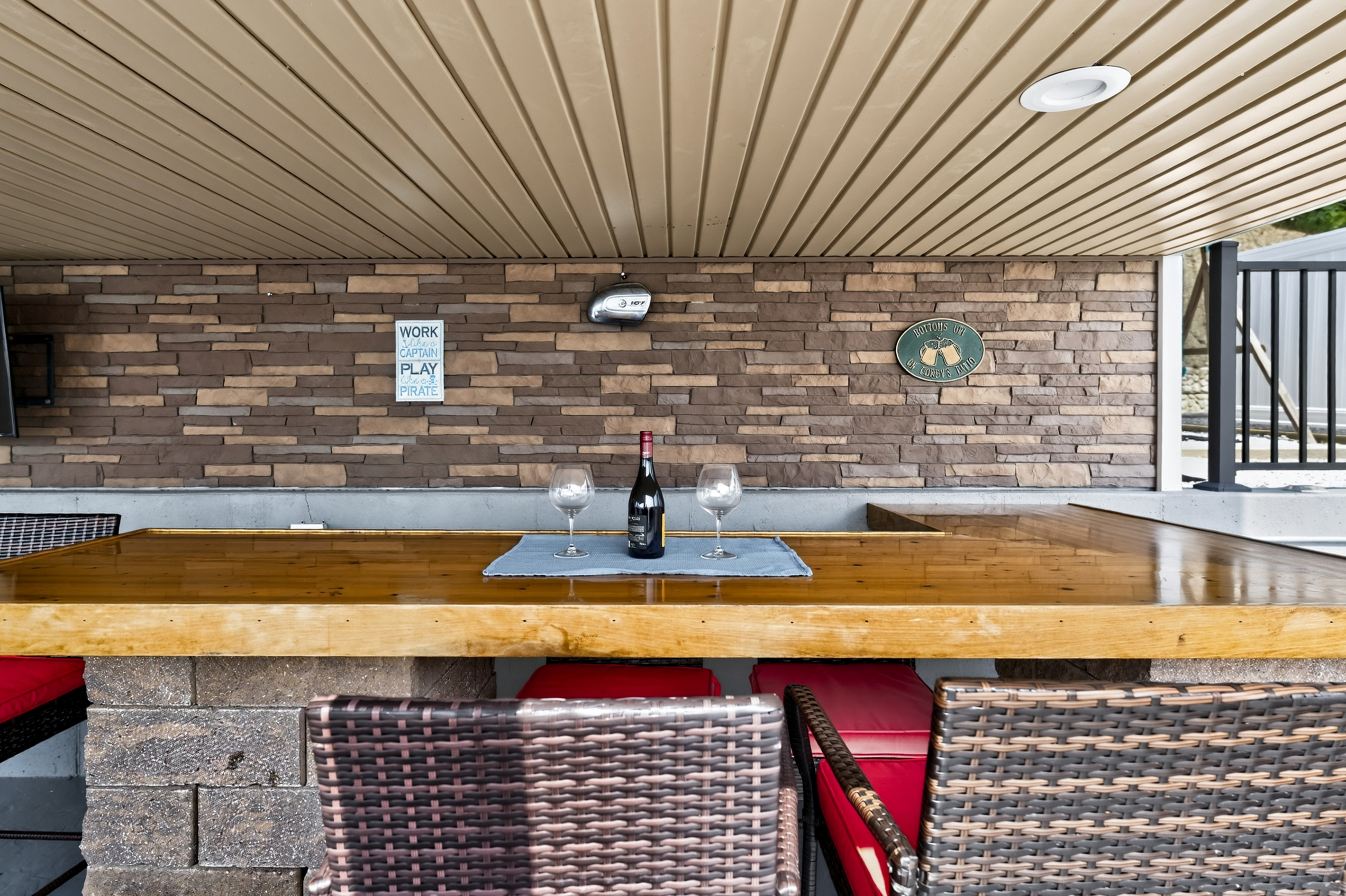 Covered bar with counter seating