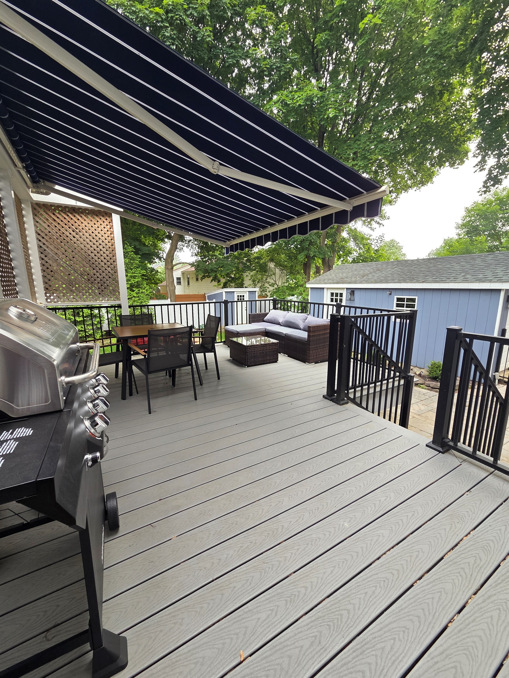 Motorized Remote Control Covered Awning for Your Comfort