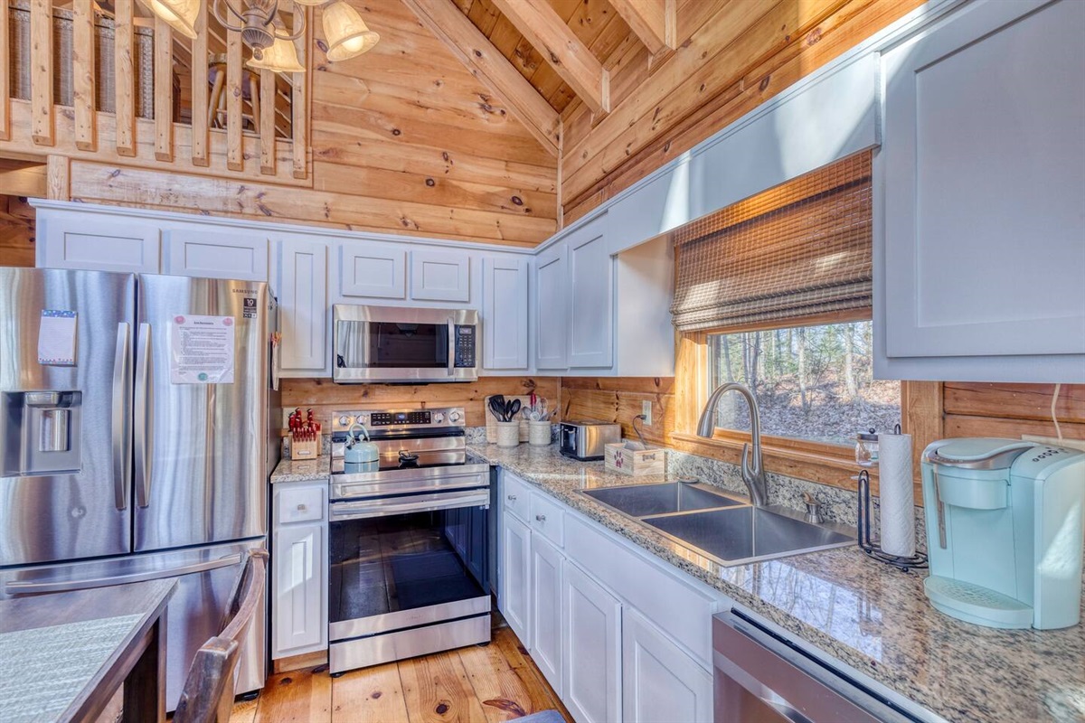 Kitchen with new stainless steel appliances