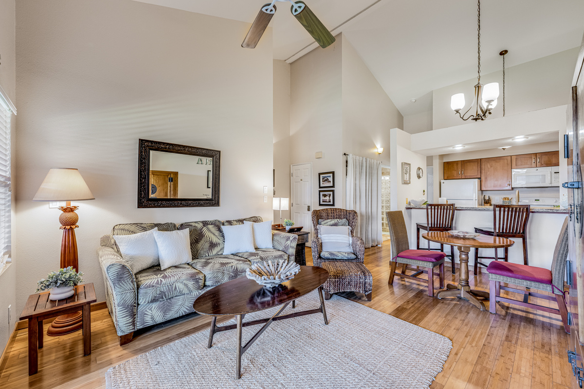 Spacious living room with pull-out sofa bed for 3rd and 4th guests