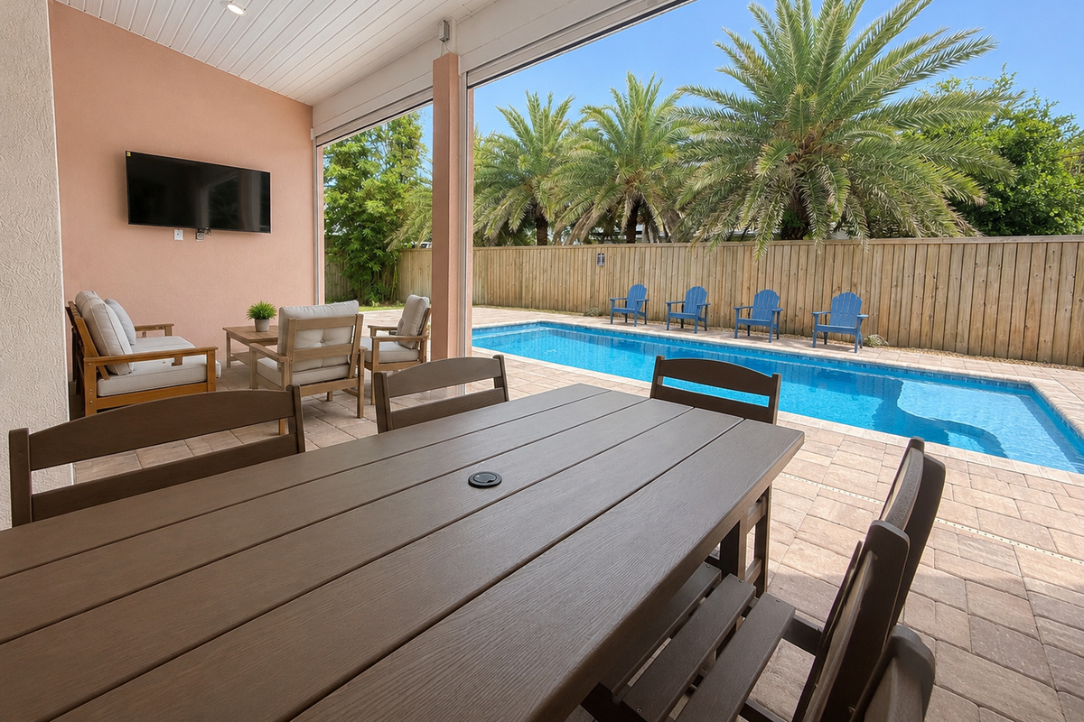 Outdoor Great Space with TV, living and dining space to enjoy