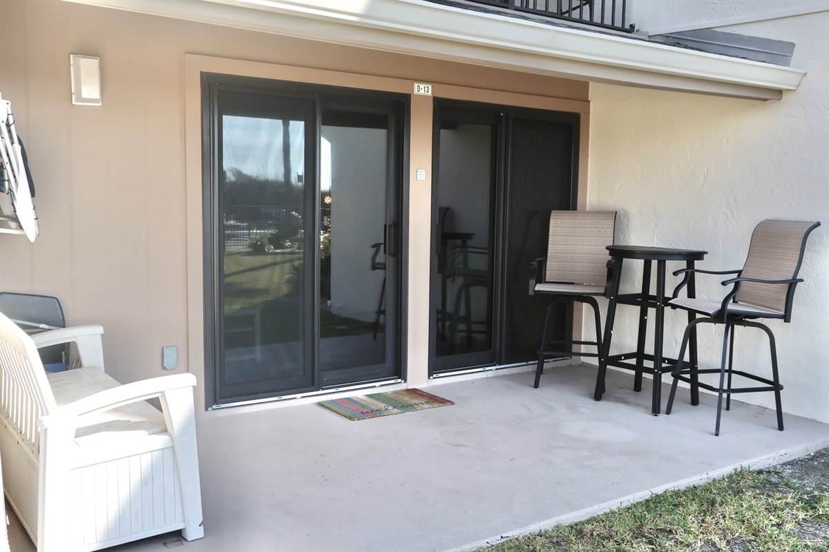 Ground floor patio with views of pool & pond