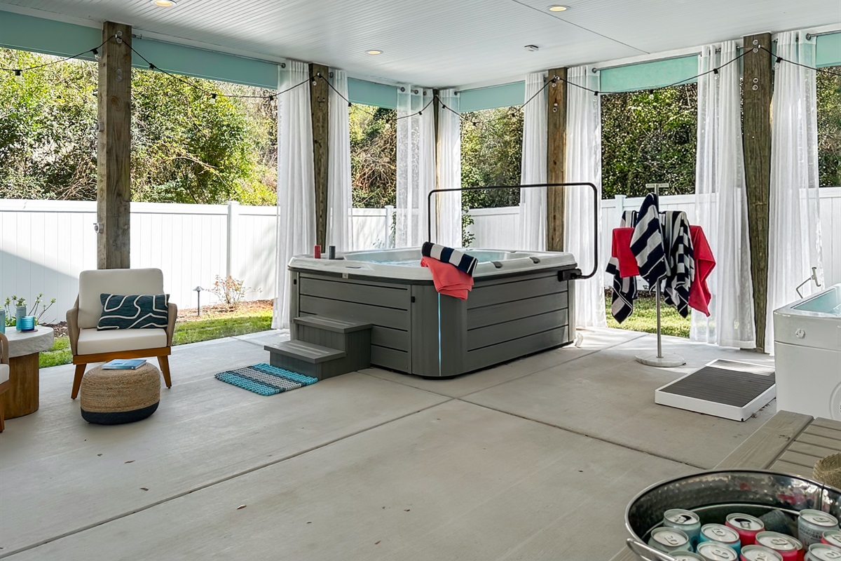 Around the corner from the backyard is the patio wellness area!