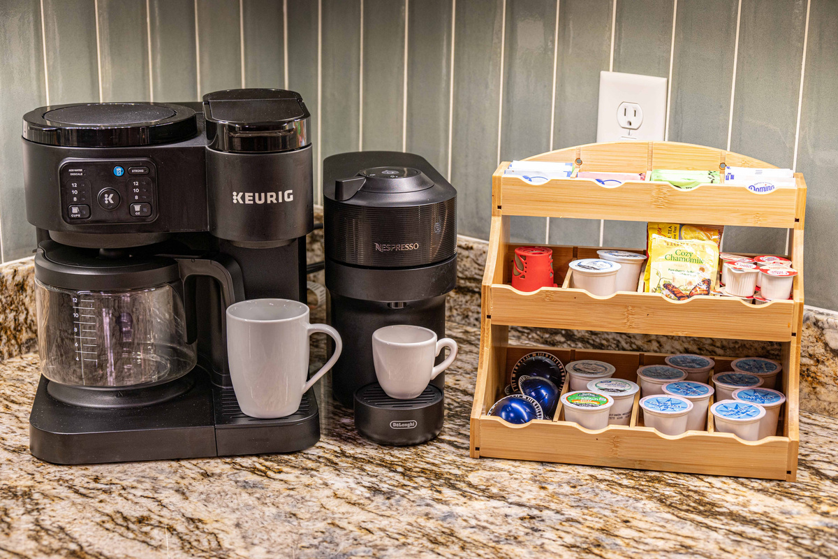 Brew your favorites - whether a full pot, k-cup, or Nespresso.