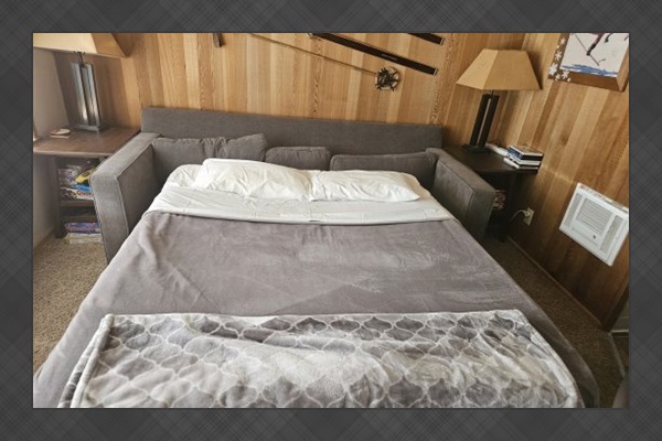 Sofa sleeper: Full-size bed.