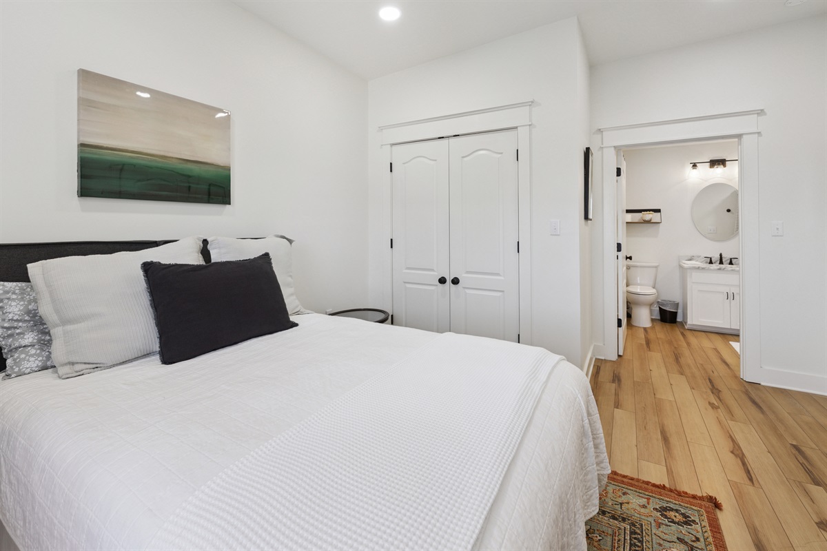 Master Bedroom with Queen Bed. Large Closet and Full Bathroom