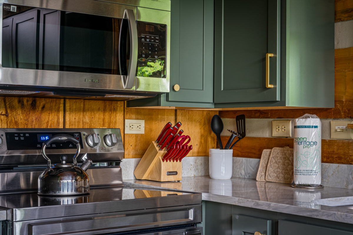 Newer appliances in the updated kitchen.