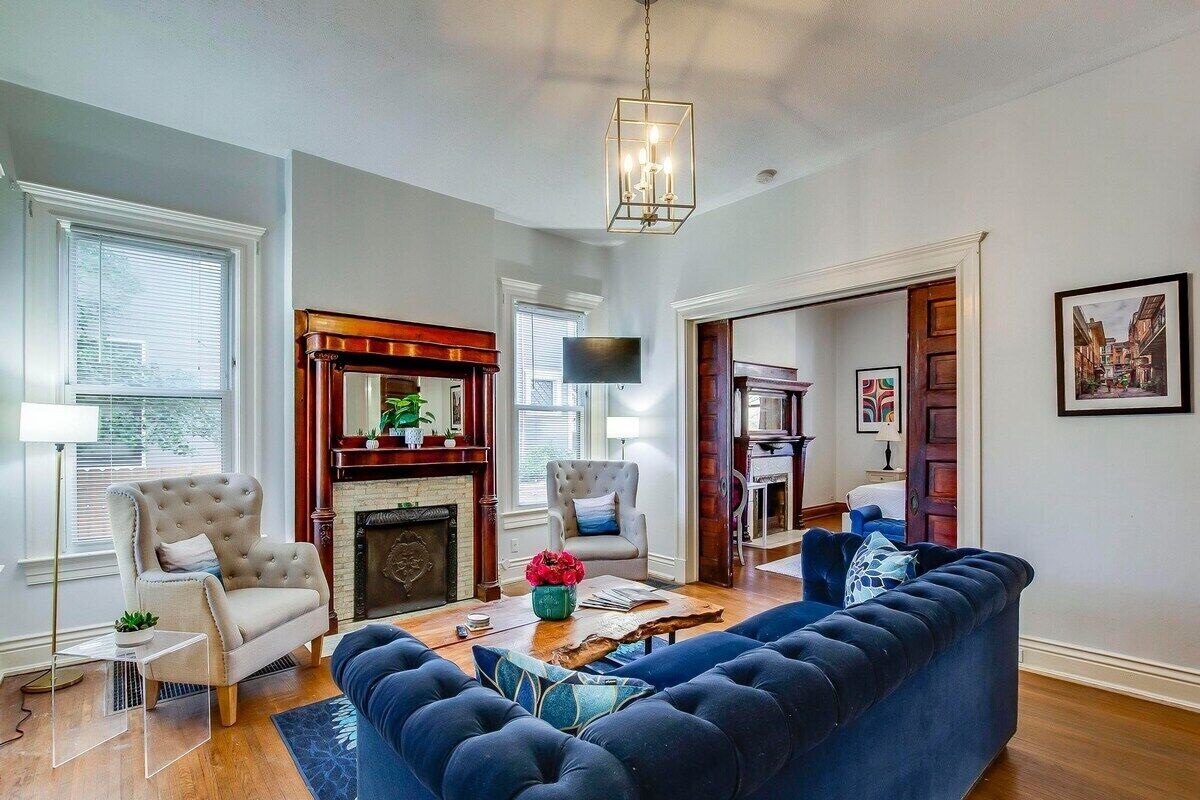 First Floor Living Room Open to King Suite