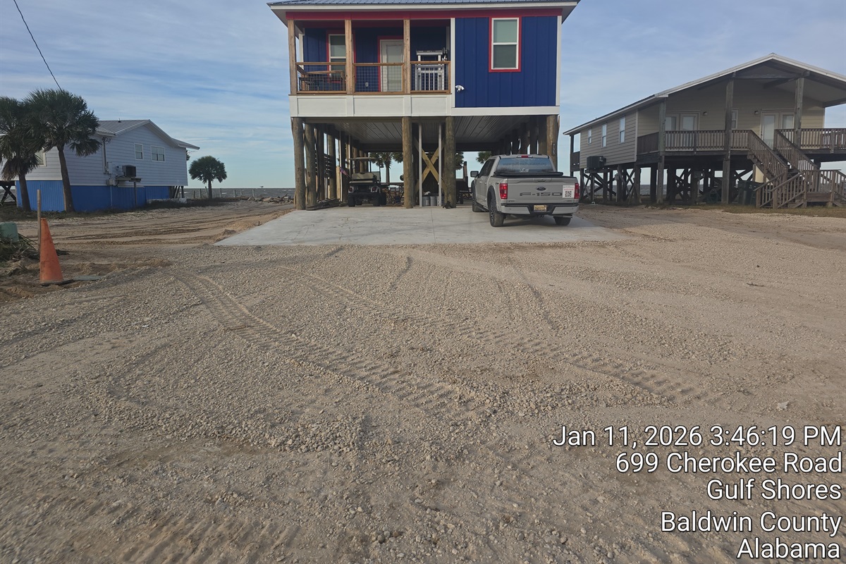 Driveway , parking for 4 + vehicles