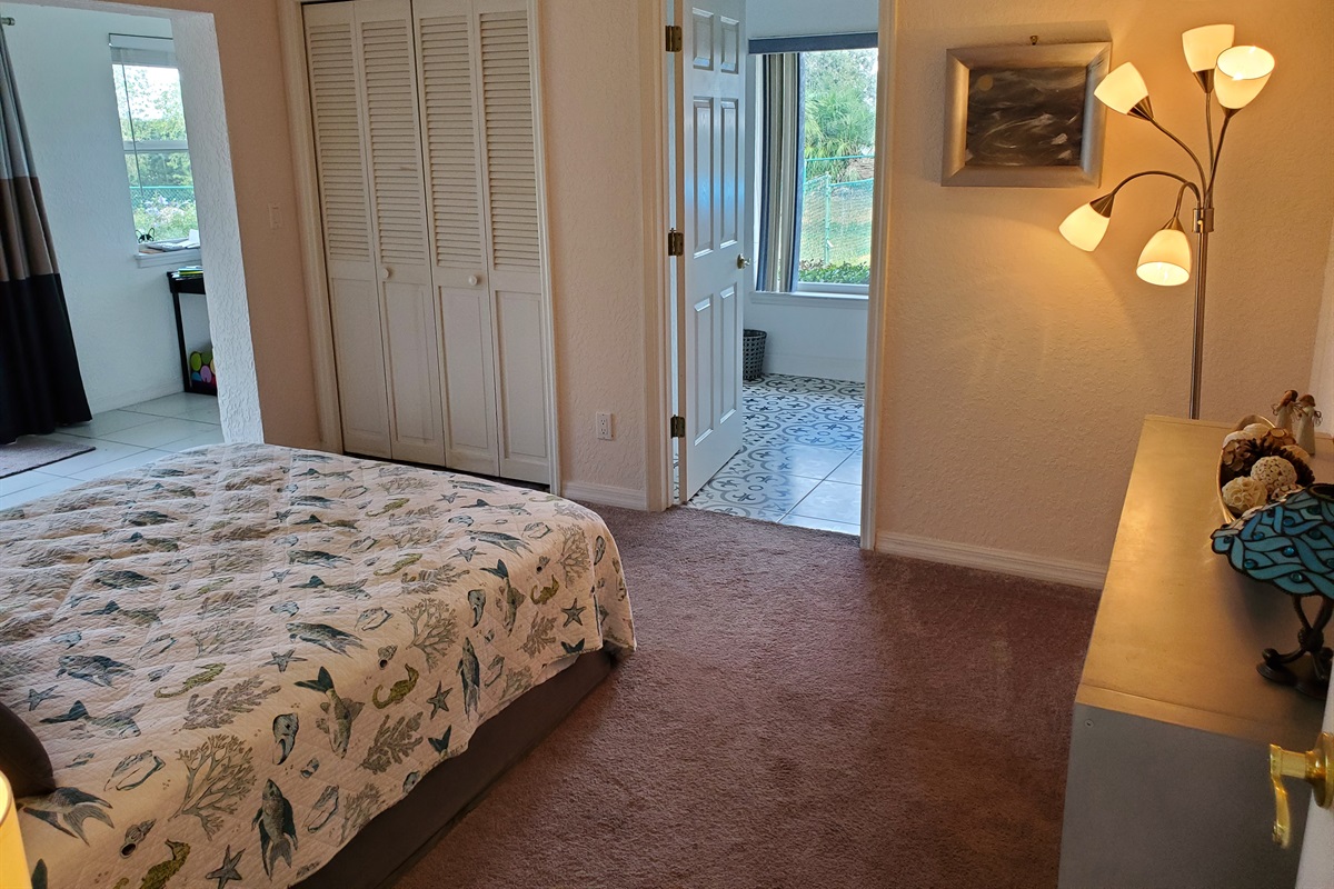 Queen bedroom with private bath and office
