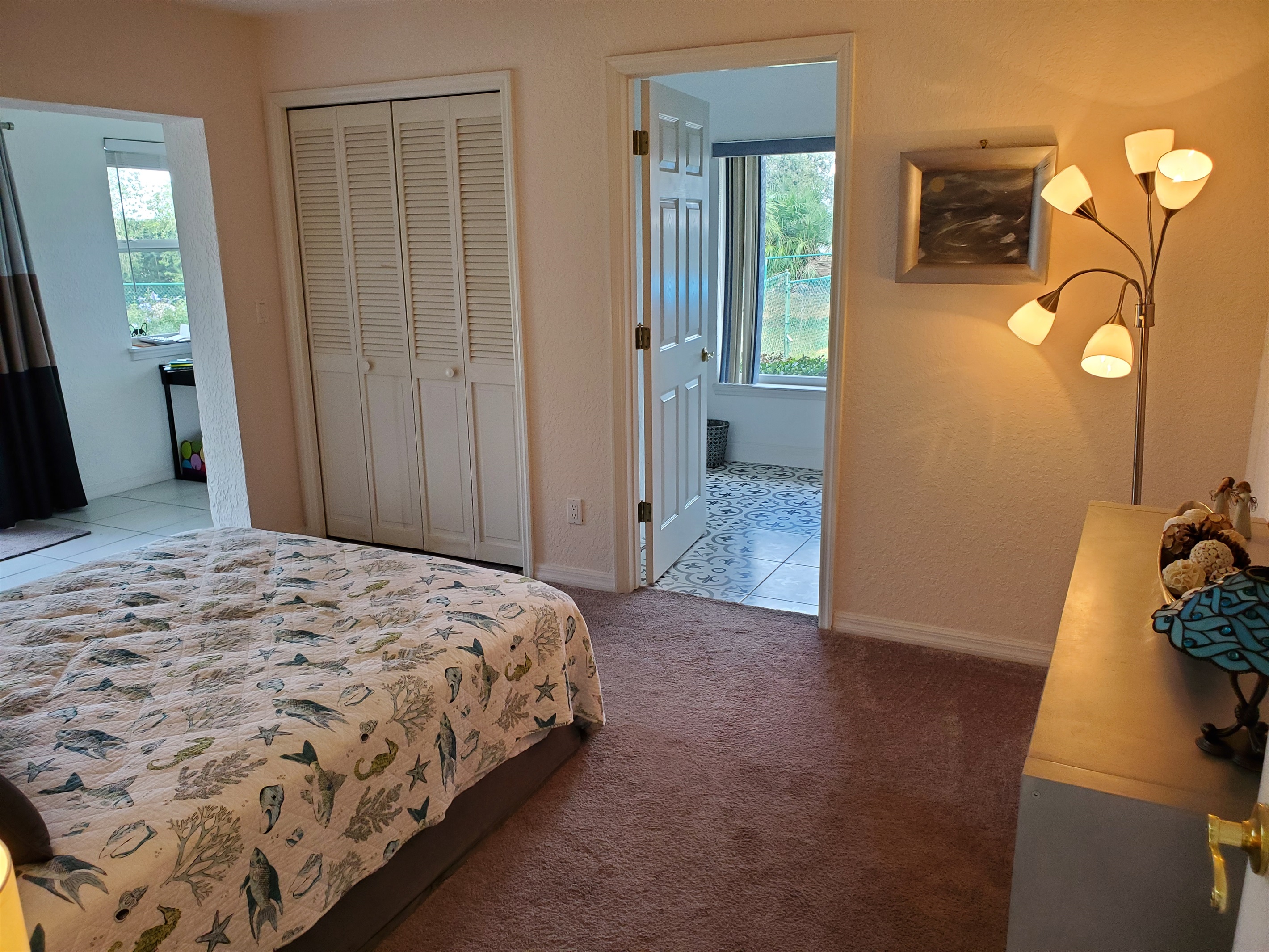 Queen bedroom with private bath and office