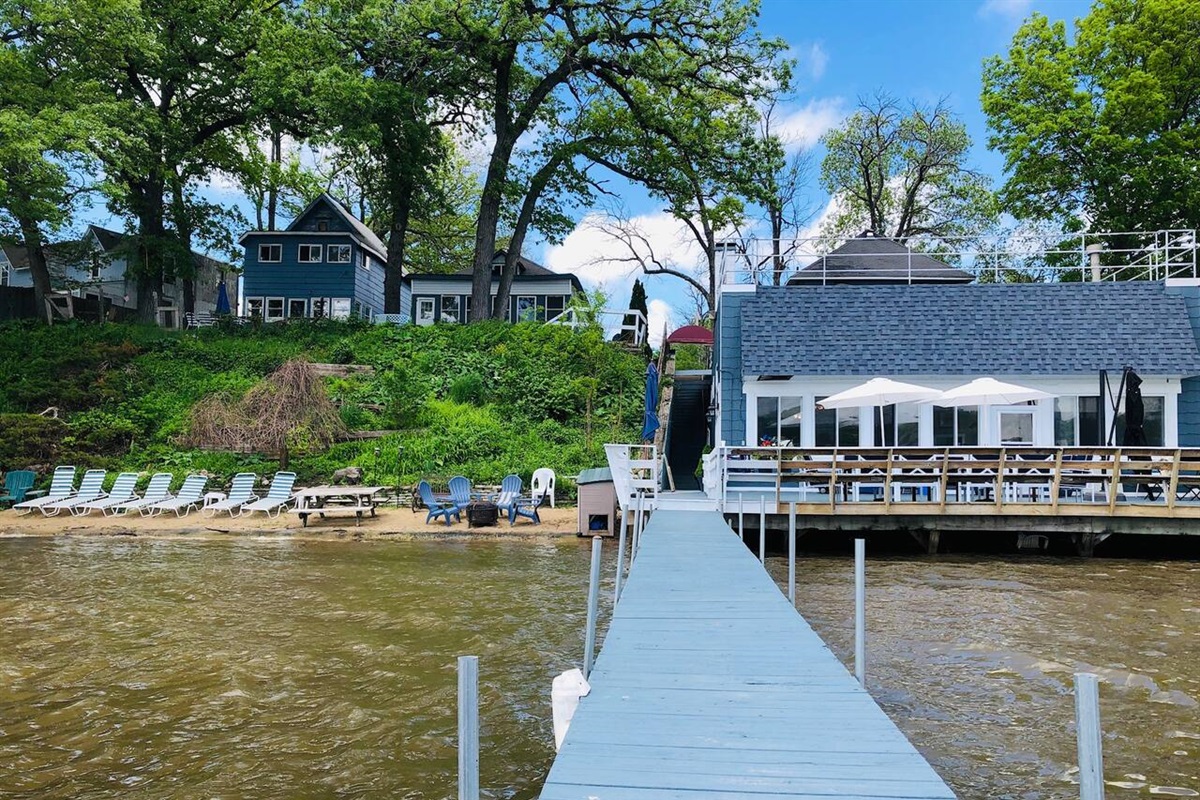 View of The Cottages on Petite Lake from the end of the dock. 