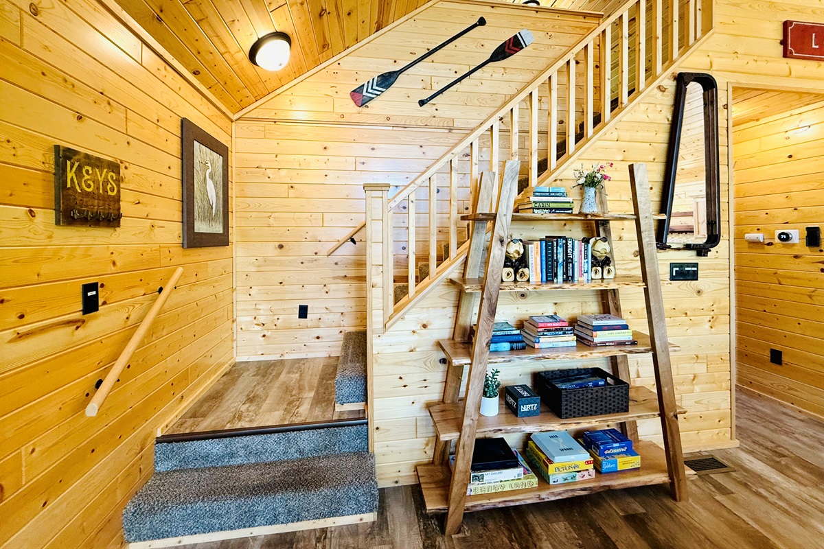 Stairs going up to the open loft